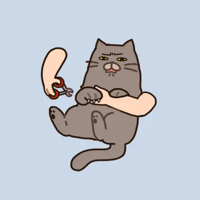 爪きりされる猫のイラスト画像