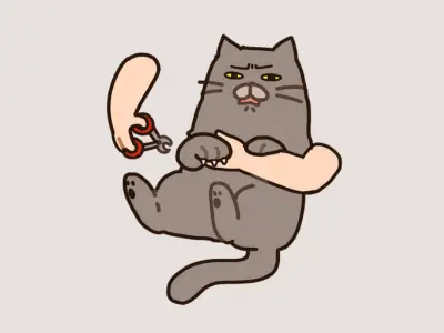 爪を切られる猫のイラスト画像
