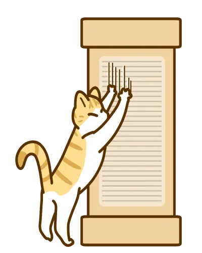 立って爪とぎをしている猫のイラスト画像
