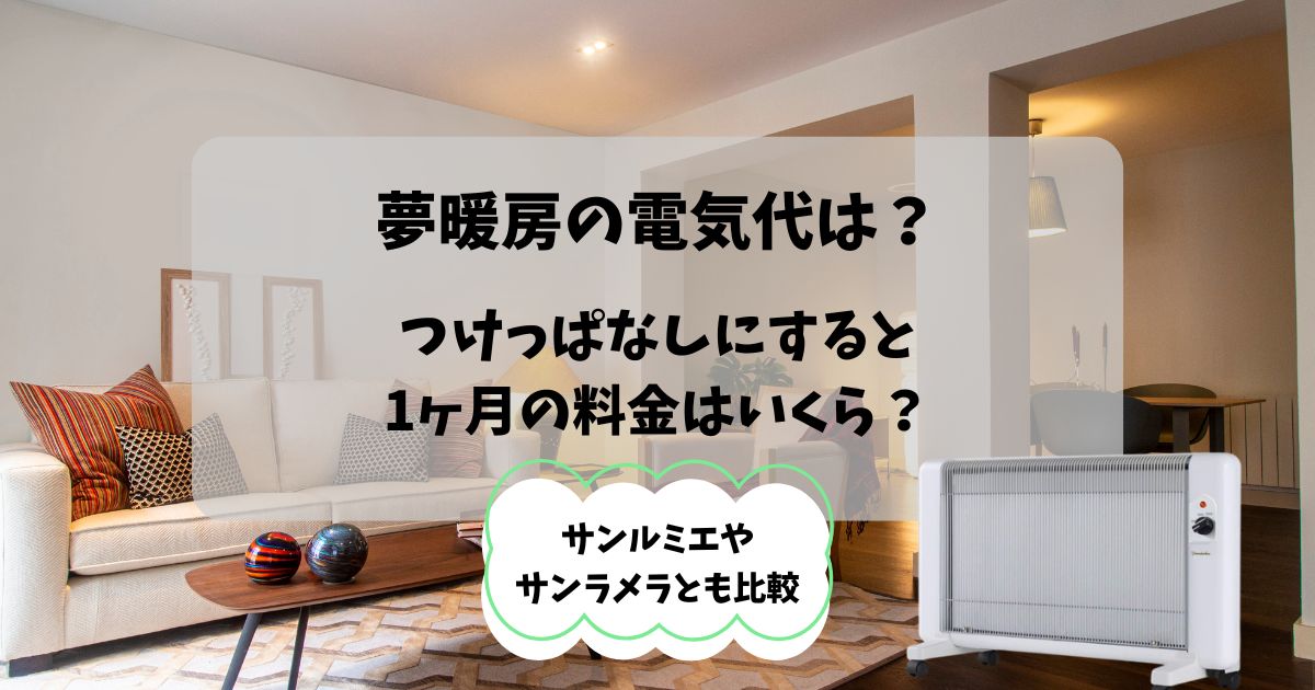 夢暖房の電気代は？つけっぱなしにすると1ヶ月の料金はいくらなのか調査！サンルミエとの違いも比較